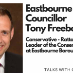 Chris Dabbs talks with Eastbourne Borough Councillor Tony Freebody